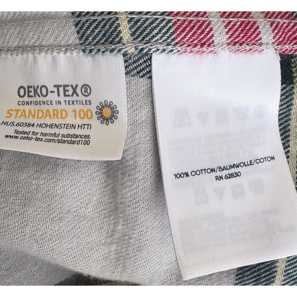 LANDS END Tartan Plaid Cotton Flannel Button Shirt Medium 10-12 Red Green Blue - Picture 9 of 12